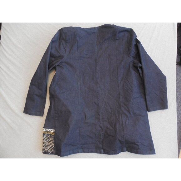 Jessica London Embroidered Jacket Women Sz 20 W Denim Long Sleeve Boho - Picture 6 of 6